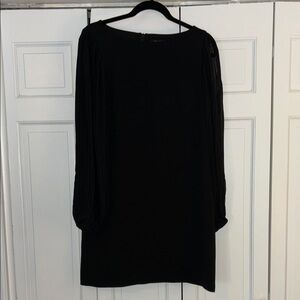 White House Black Market black knee-length sheath dress with long bishop sleeves